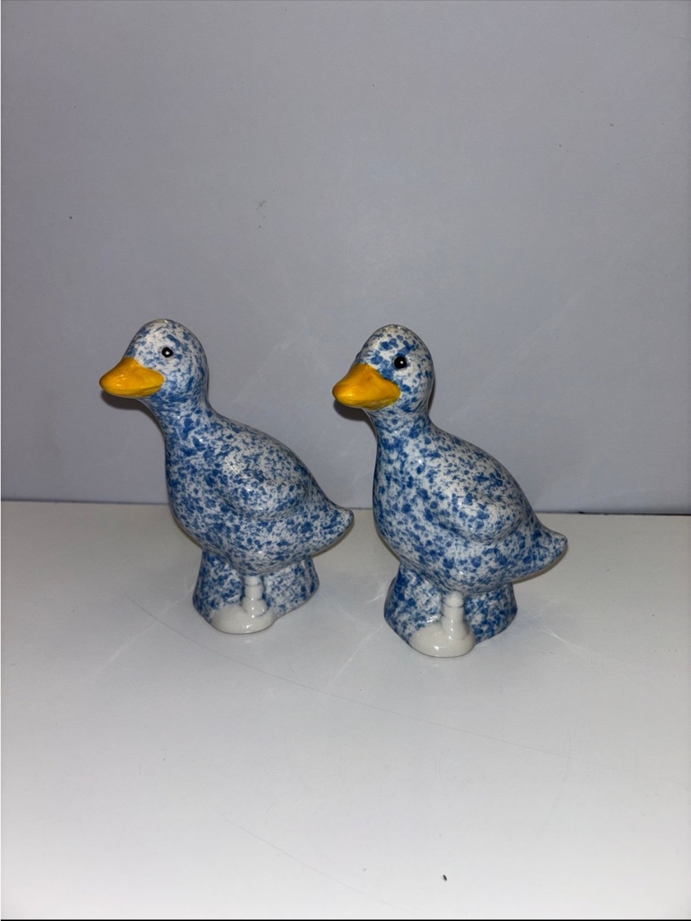 Vintage Blue Speckled Duck Salt and Pepper Shakers by treasure craft